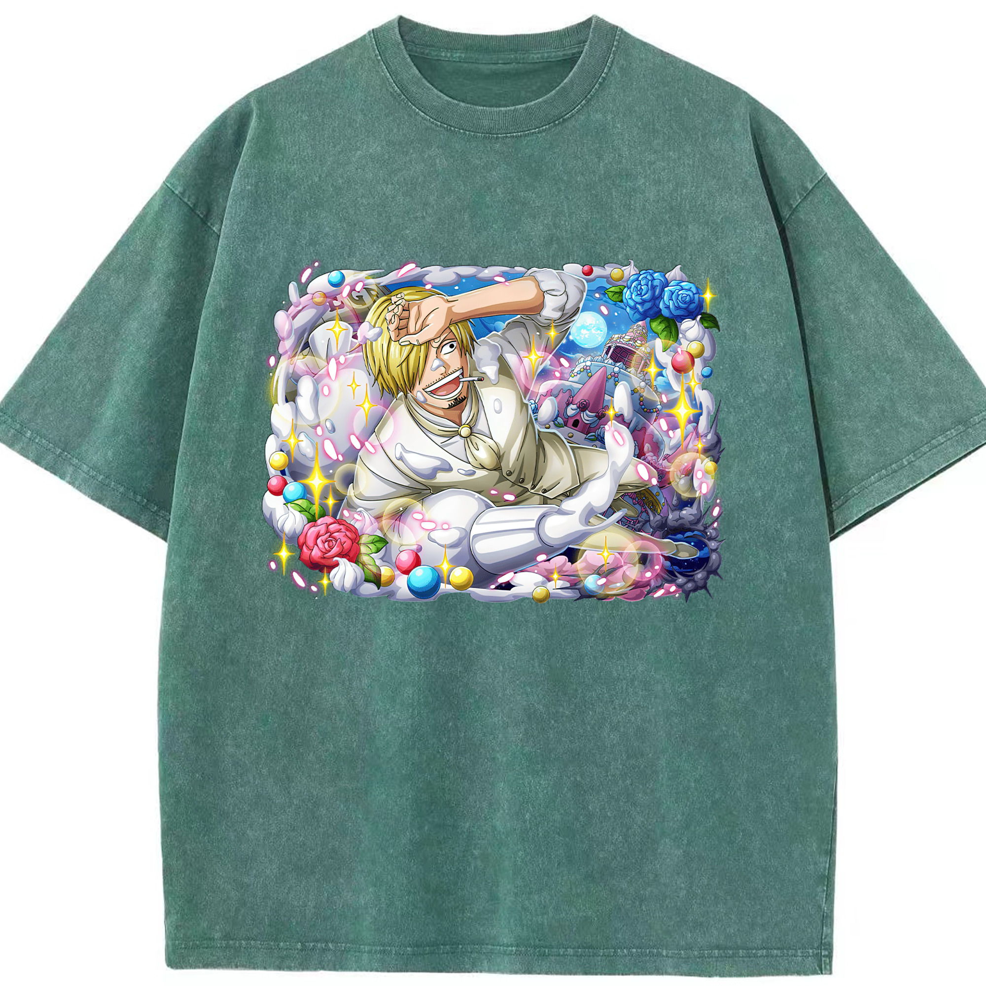 ワンピース サンジ ONE PIECE Sanji 綿100% ヴィンテージ風 半袖Tシャツ（フロントプリント）